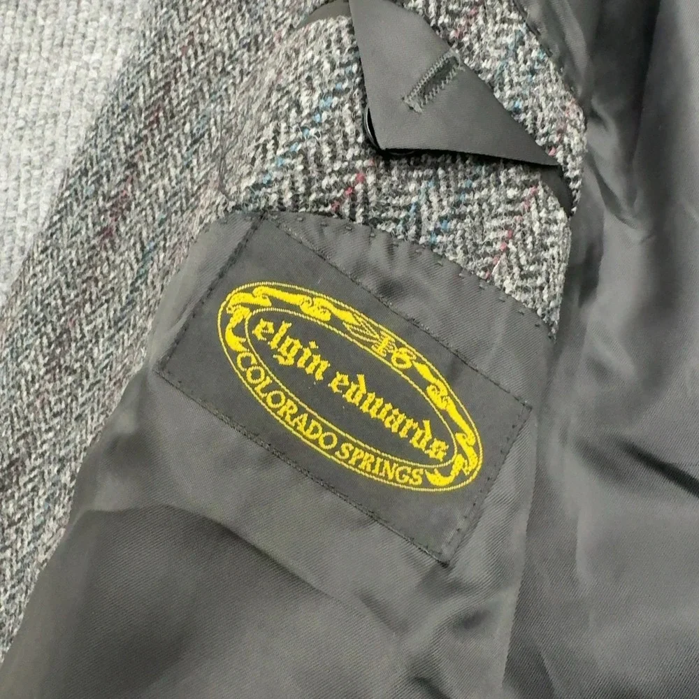 Vintage Harris Tweed Sport Coat Mens 42 Grey Wool Herringbone Blazer Classic